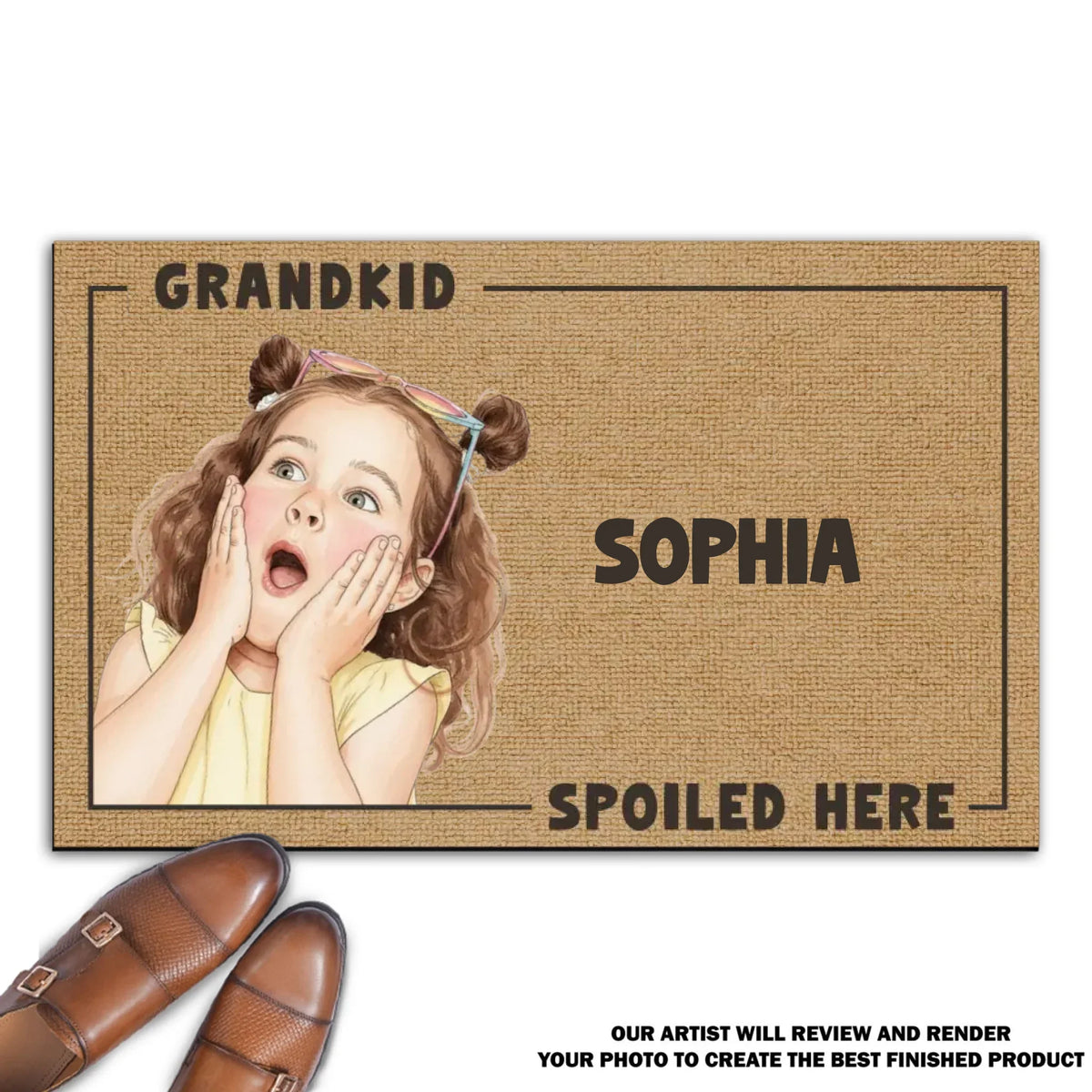 Grandkids Spoiled Here Watercolor - Personalized Doormat