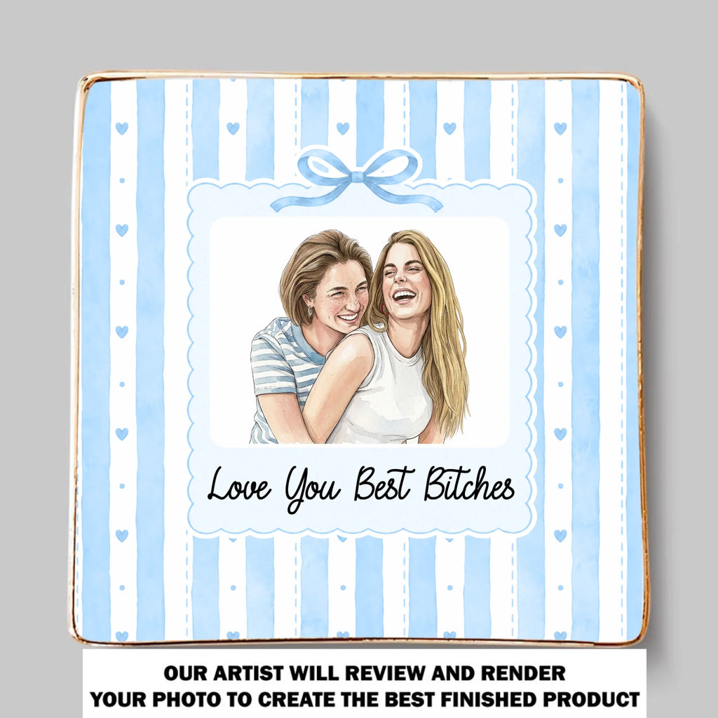 Custom Photo Watercolor Trinket Dish, Best Friend Gift For Bestie • Our Friendship Forever Treasured - Personalized Jewelry Dish
