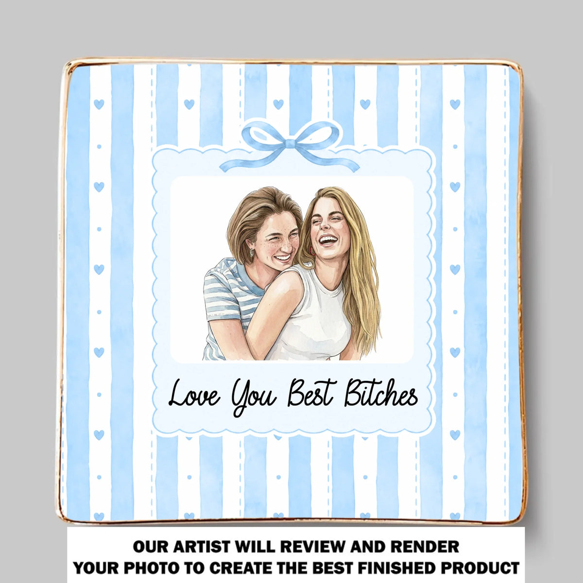 Custom Photo Watercolor Trinket Dish, Best Friend Gift For Bestie • Our Friendship Forever Treasured - Personalized Jewelry Dish