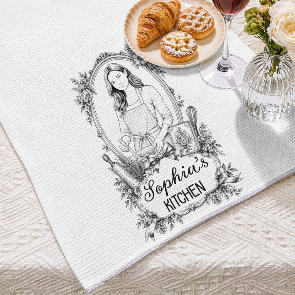 She Cooks She Creates - Personalized Kitchen Towel