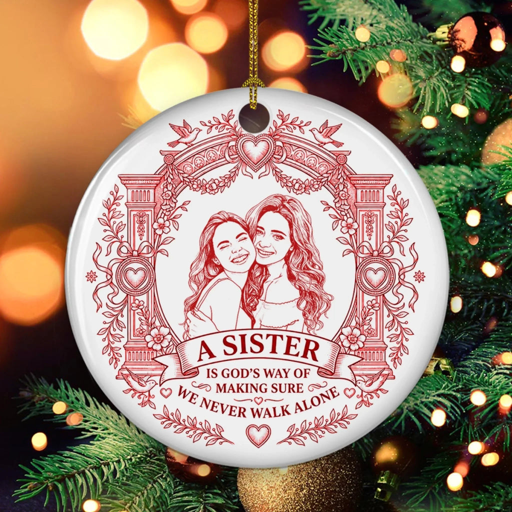 Custom Keepsake Christmas Ornament •  Side By Side Always - Personalized Ceramic Ornament