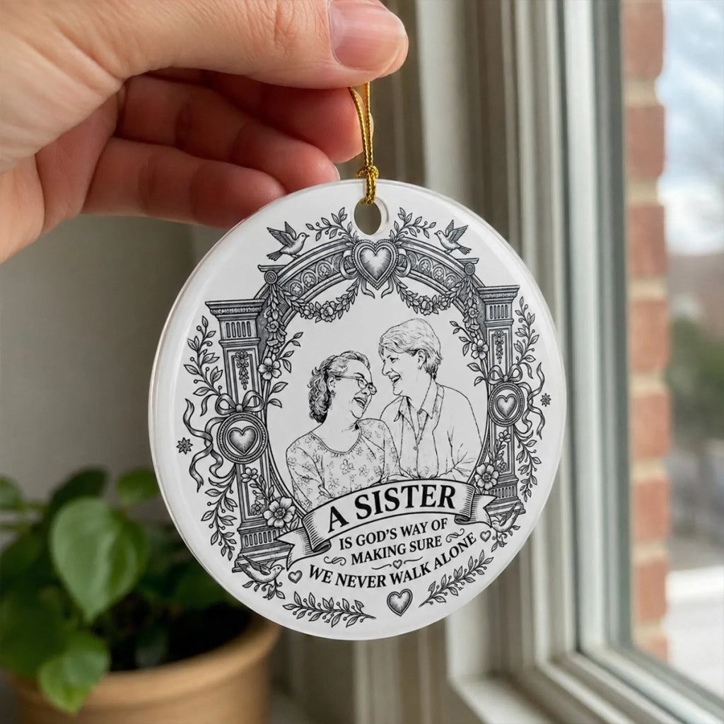 Custom Keepsake Christmas Ornament •  Side By Side Always - Personalized Ceramic Ornament