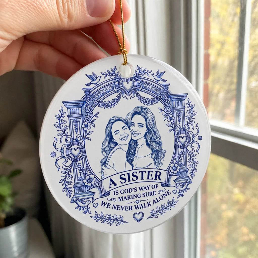 Custom Keepsake Christmas Ornament •  Side By Side Always - Personalized Ceramic Ornament