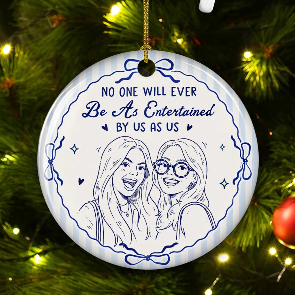 Custom Keepsake Christmas Ornament •  Best Besties - Personalized Ceramic Ornament