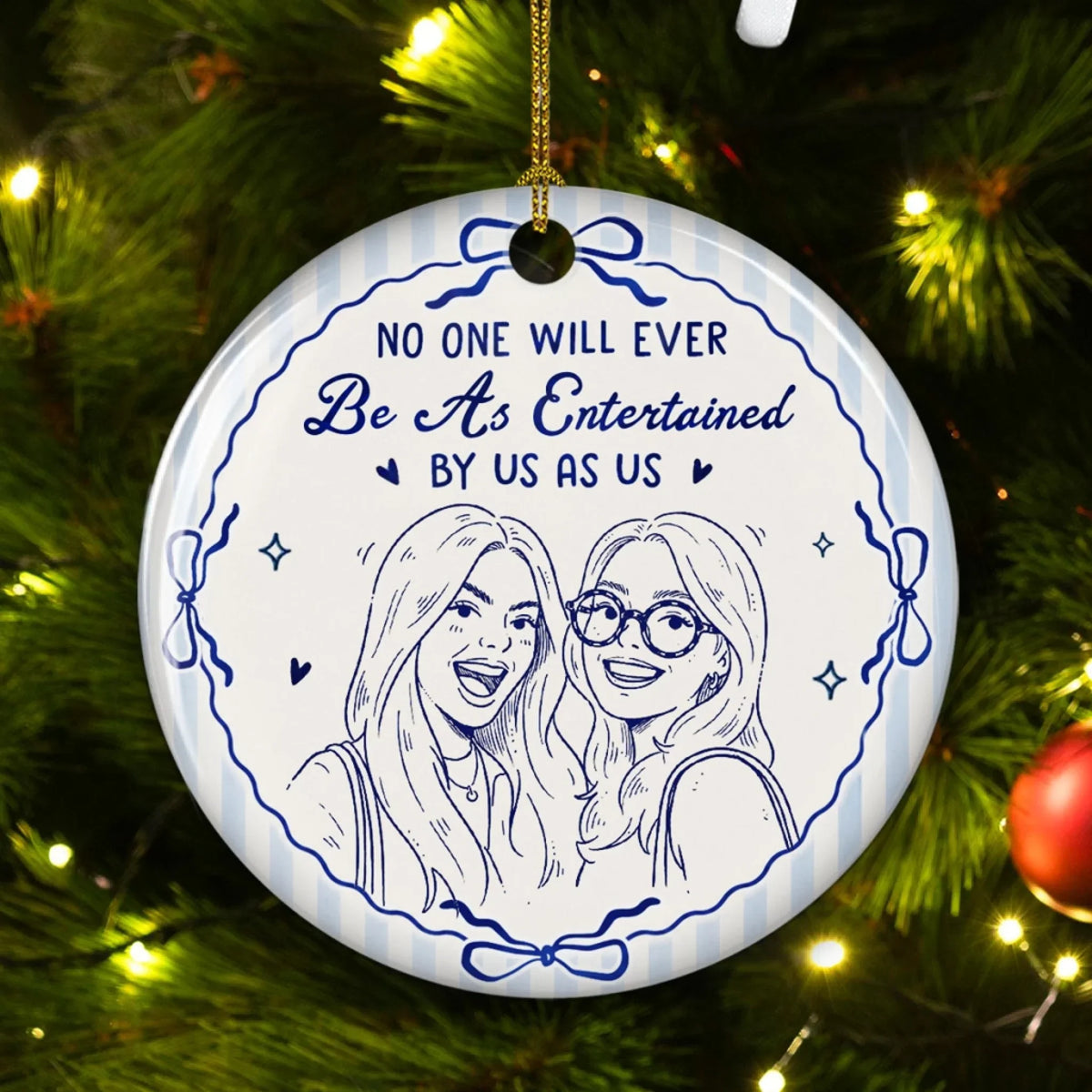 Custom Keepsake Christmas Ornament •  Best Besties - Personalized Ceramic Ornament