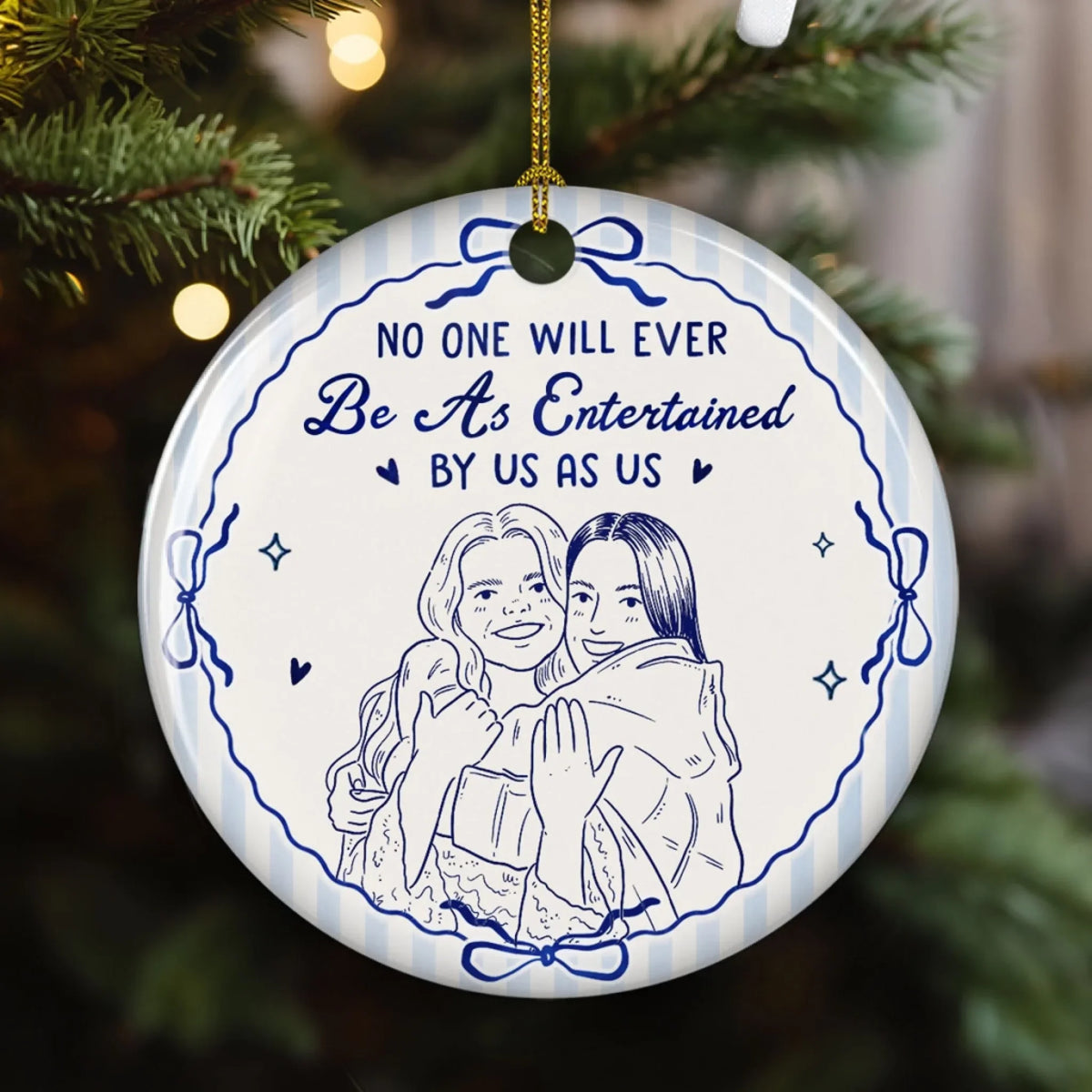 Custom Keepsake Christmas Ornament •  Best Besties - Personalized Ceramic Ornament