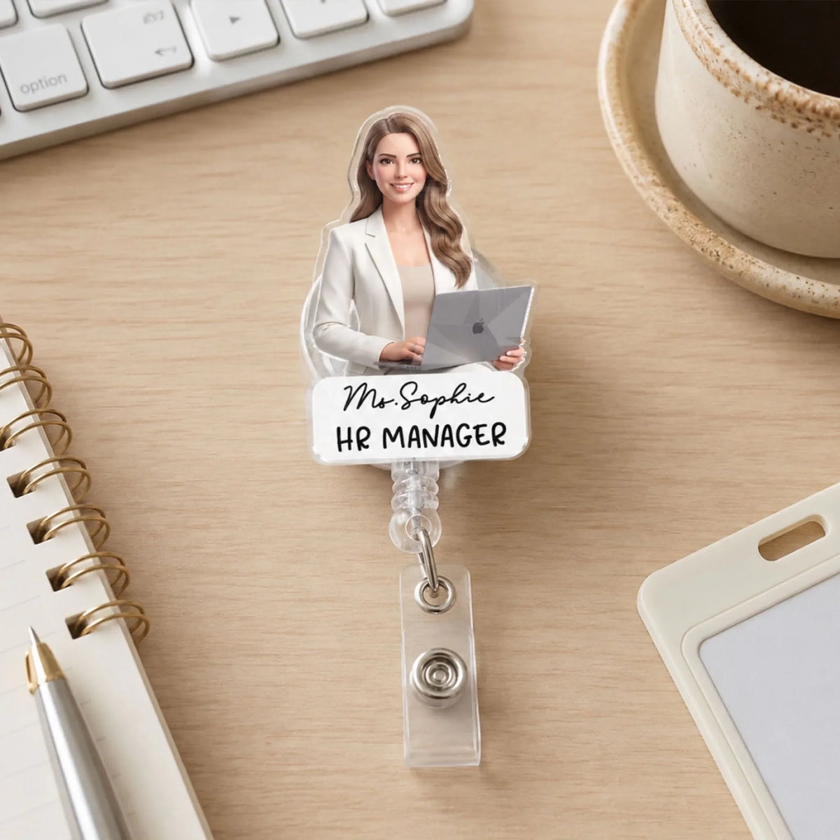 Custom Character ID Holder For Coworker, For Boss, Office Gift With Name • Work Identity - Personalized Acrylic Badge Reel