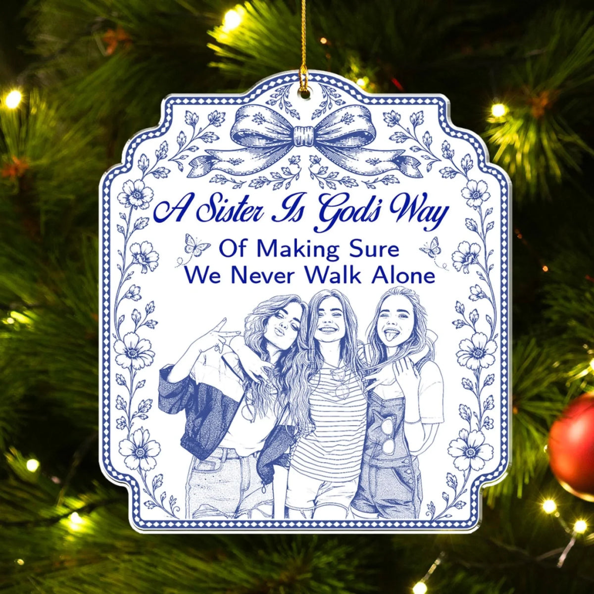 Custom Keepsake Christmas Ornament •  Never Walk Alone - Personalized Acrylic Ornament