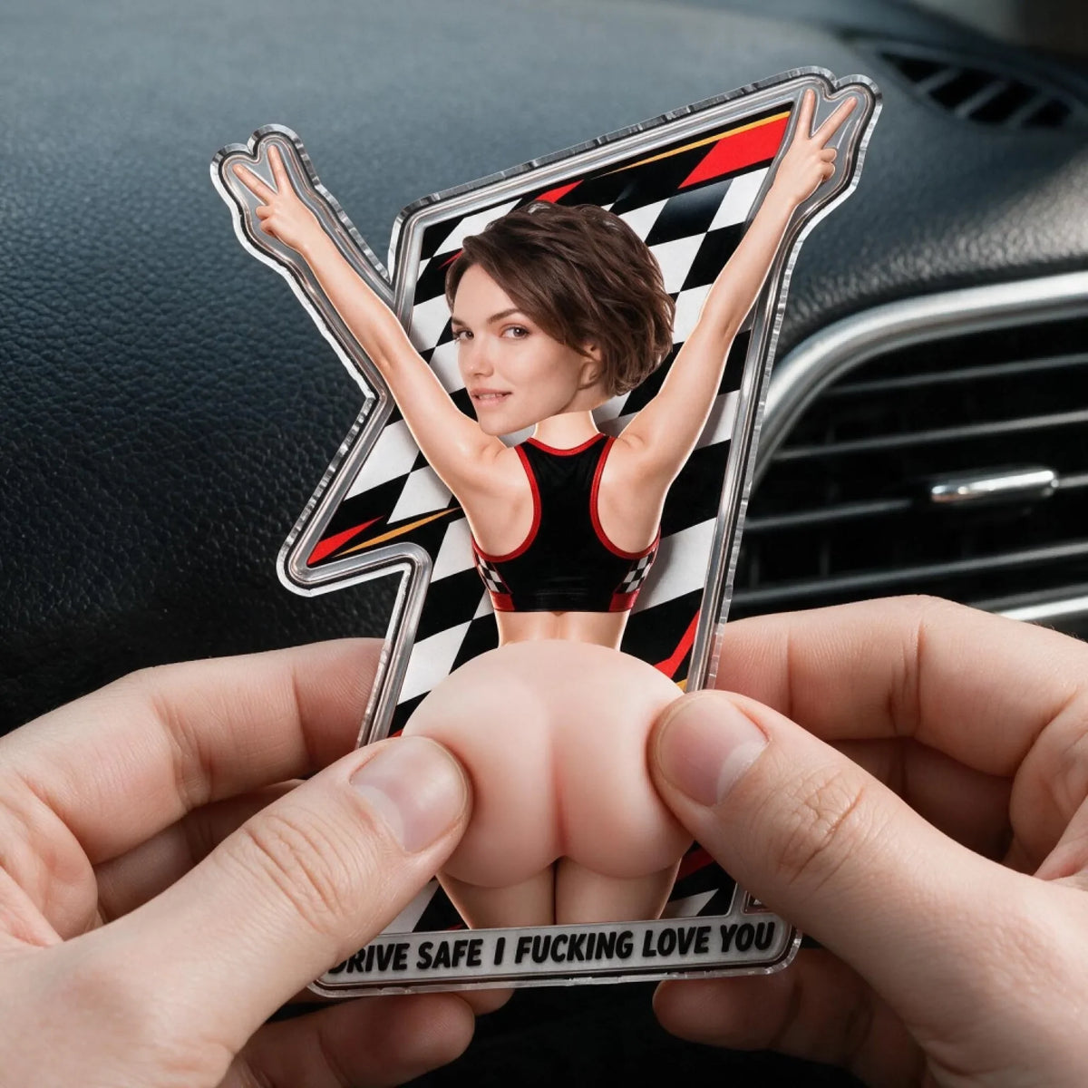 Custom Photo 3D Spicy Gifts For Husband • Too Hot To Drive – Personalized Squishy Acrylic Car Vent Clip
