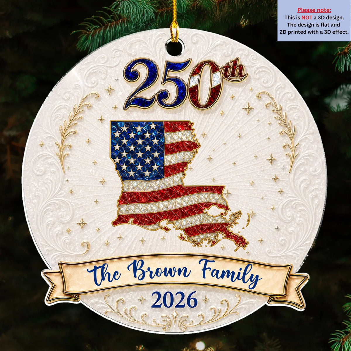 Custom Family Ornament, Christmas Gift for Family Members •  Merry Christmas 250 Years Of Freedom - Personalized 3D Effect Acrylic Ornament
