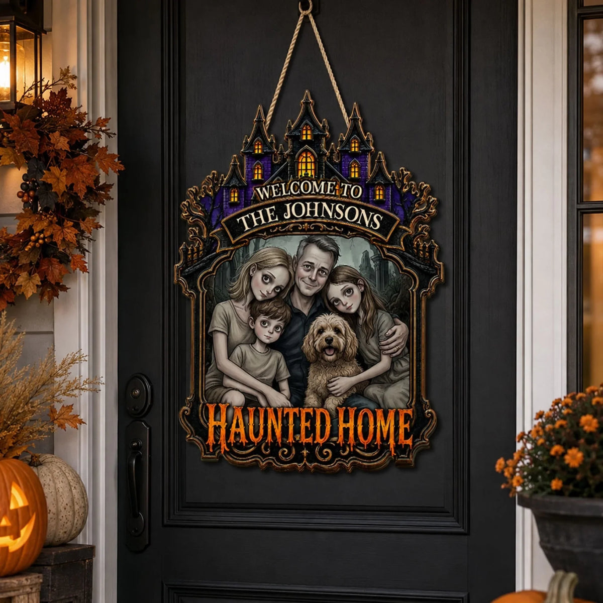 The Haunted Home - Personalized Wood Sign