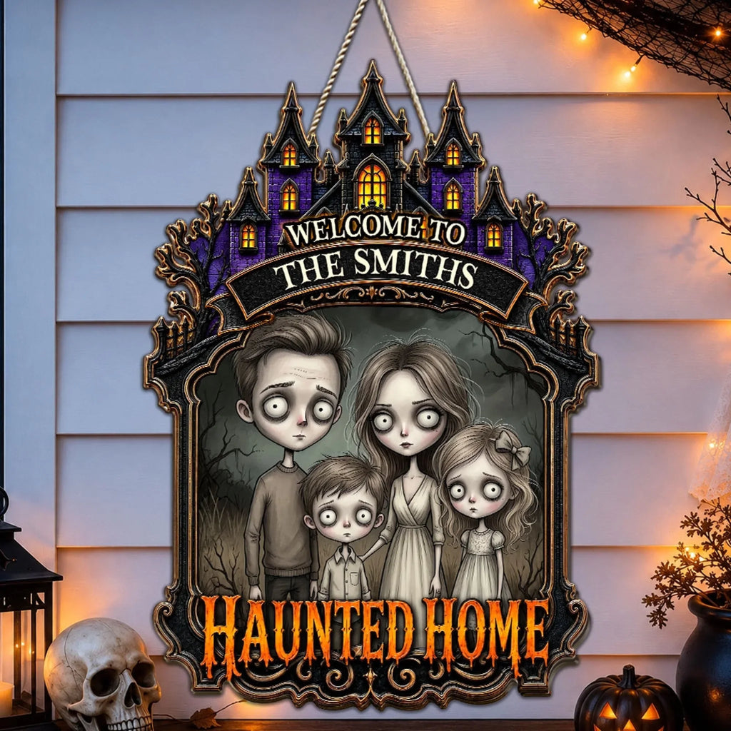 The Haunted Home - Personalized Wood Sign