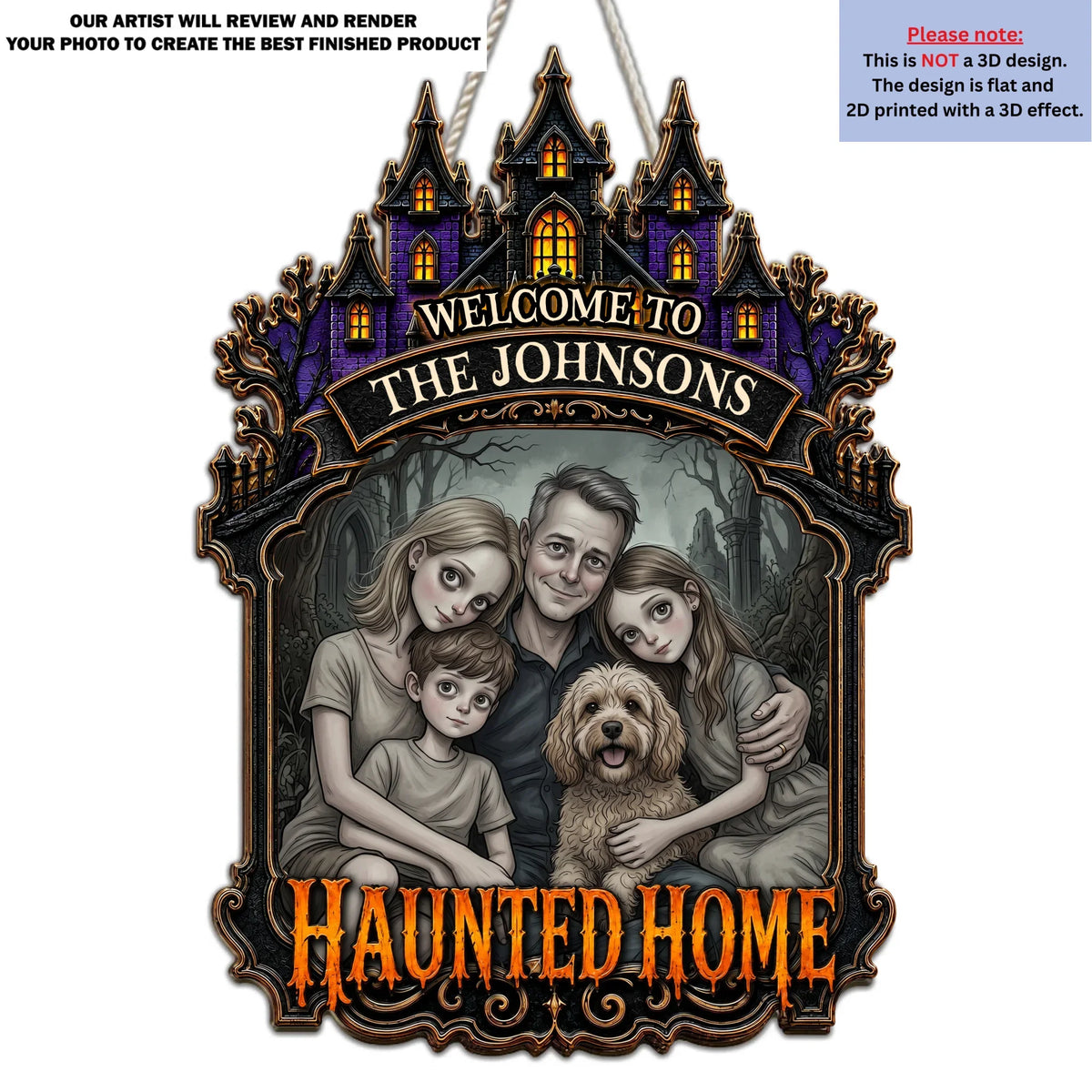 The Haunted Home - Personalized Wood Sign