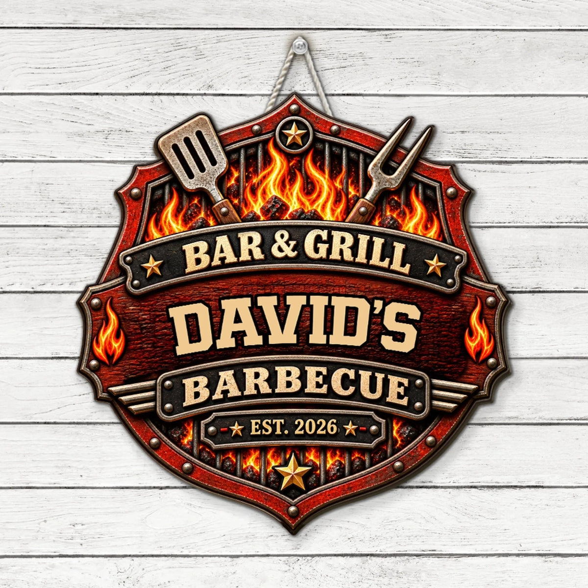 BBQ Lovers - Personalized Wood Sign