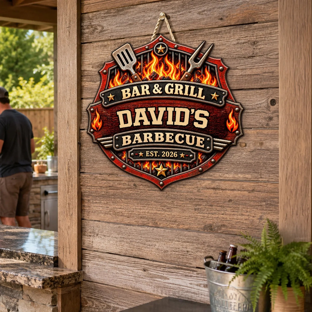 BBQ Lovers - Personalized Wood Sign
