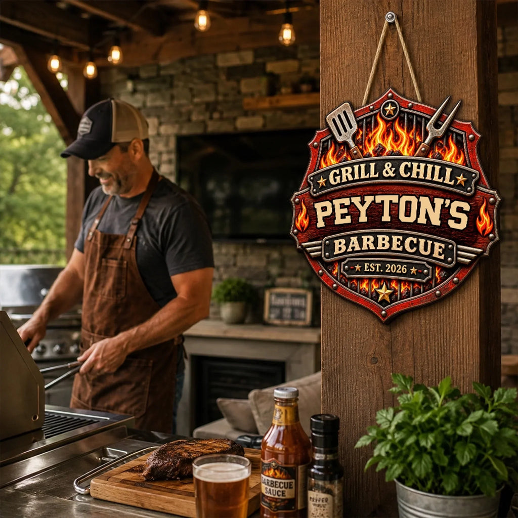 BBQ Lovers - Personalized Wood Sign