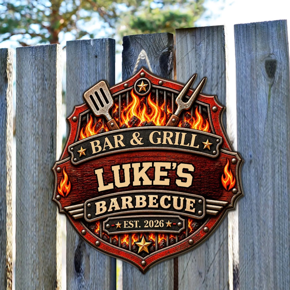 BBQ Lovers - Personalized Wood Sign