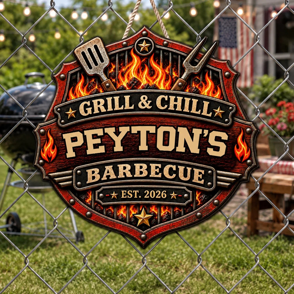 BBQ Lovers - Personalized Wood Sign