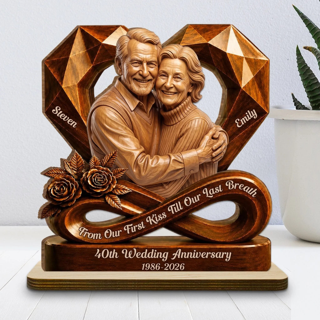 Custom Decor for Husband, Gift for Him • A Lifetime With You - Personalized 2-Layer Wood Plaque With Flat Base