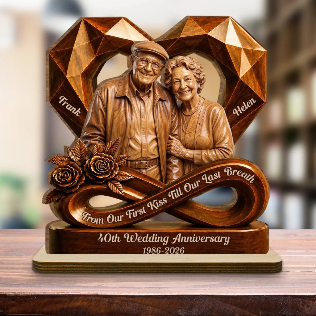 Custom Decor for Husband, Gift for Him • A Lifetime With You - Personalized 2-Layer Wood Plaque With Flat Base