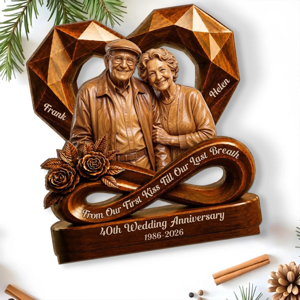 Custom Decor for Husband, Gift for Him • A Lifetime With You - Personalized 2-Layer Wood Plaque With Flat Base
