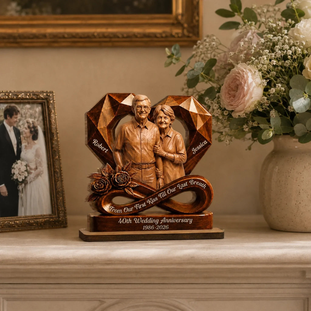 Custom Decor for Husband, Gift for Him • A Lifetime With You - Personalized 2-Layer Wood Plaque With Flat Base