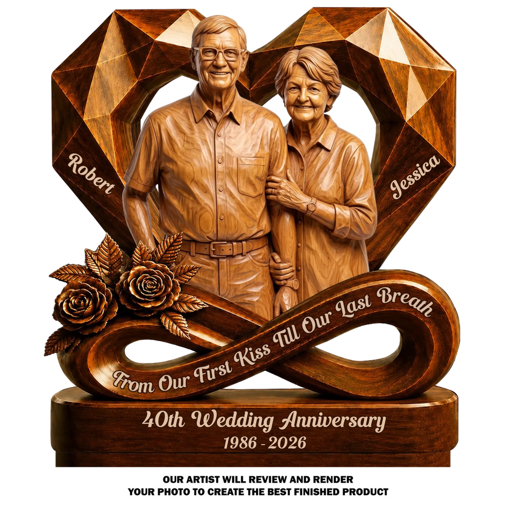 Custom Decor for Husband, Gift for Him • A Lifetime With You - Personalized 2-Layer Wood Plaque With Flat Base