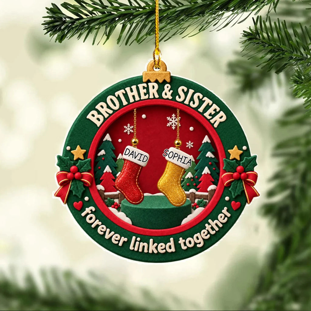 Custom Brothers & Sisters Christmas Ornament •  Siblings Festive Season - Personalized Acrylic Ornament