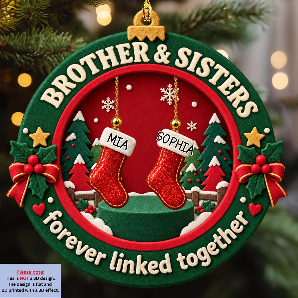 Custom Brothers & Sisters Christmas Ornament •  Siblings Festive Season - Personalized Acrylic Ornament
