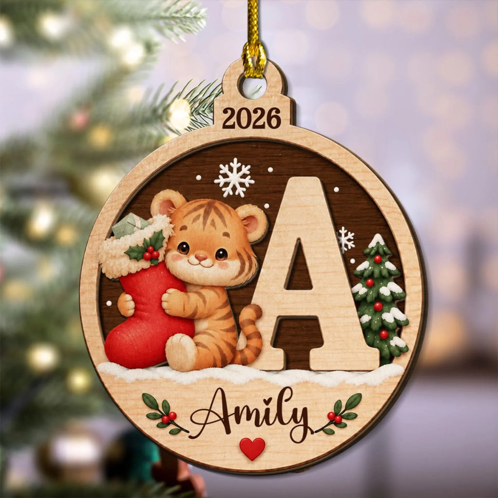 Custom Baby Christmas Ornament for New Parents •  A Piece Of Christmas - Personalized 2-Layered Wood Ornament