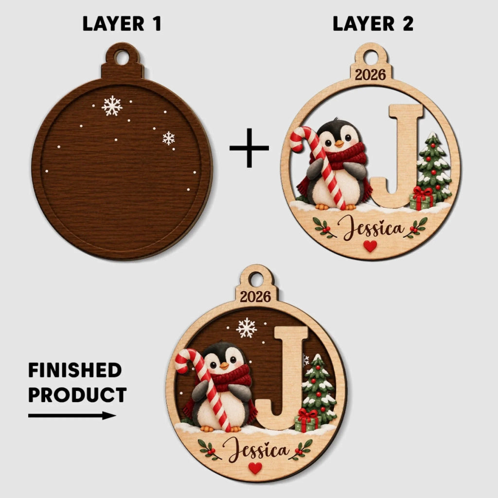 Custom Baby Christmas Ornament for New Parents •  A Piece Of Christmas - Personalized 2-Layered Wood Ornament