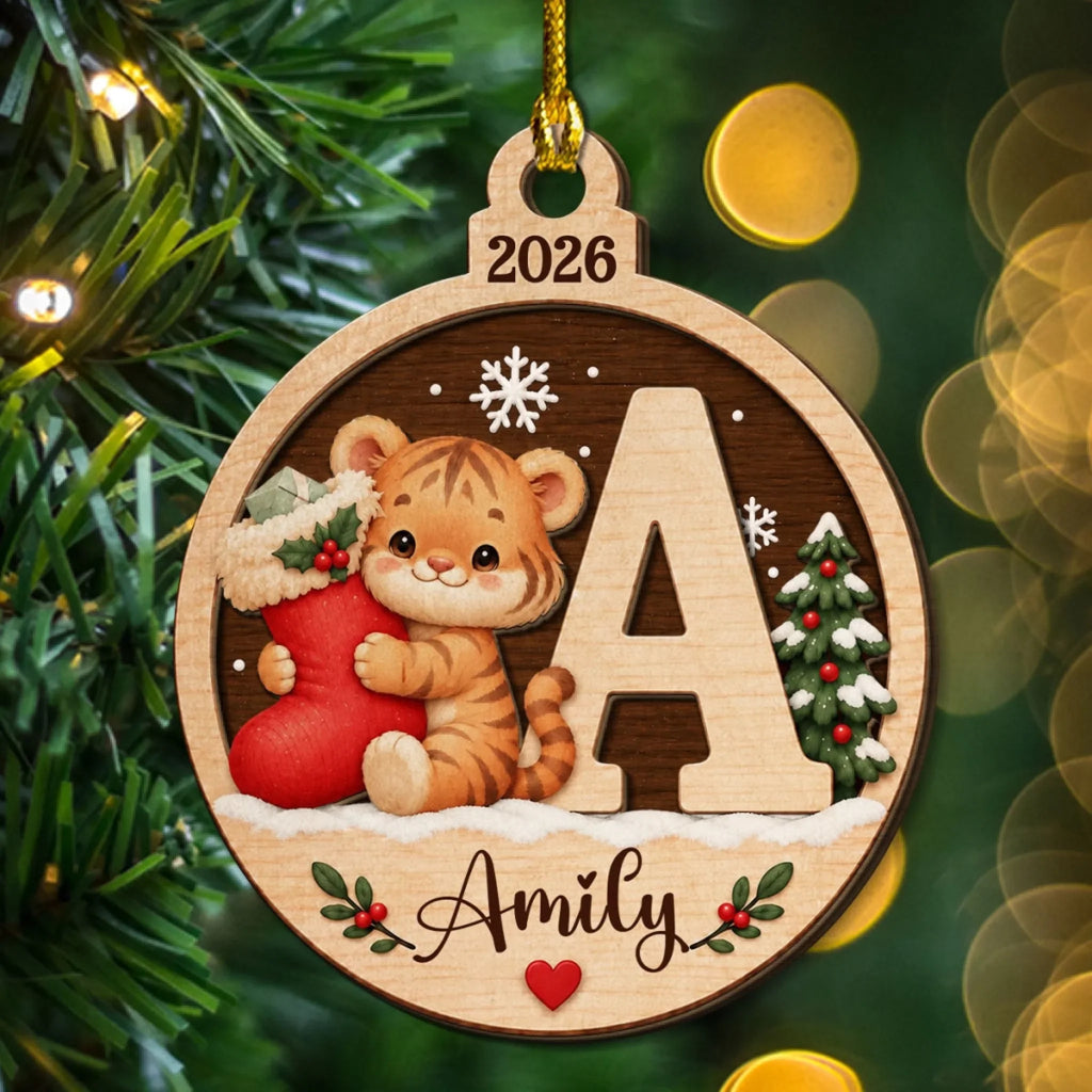 Custom Baby Christmas Ornament for New Parents •  A Piece Of Christmas - Personalized 2-Layered Wood Ornament