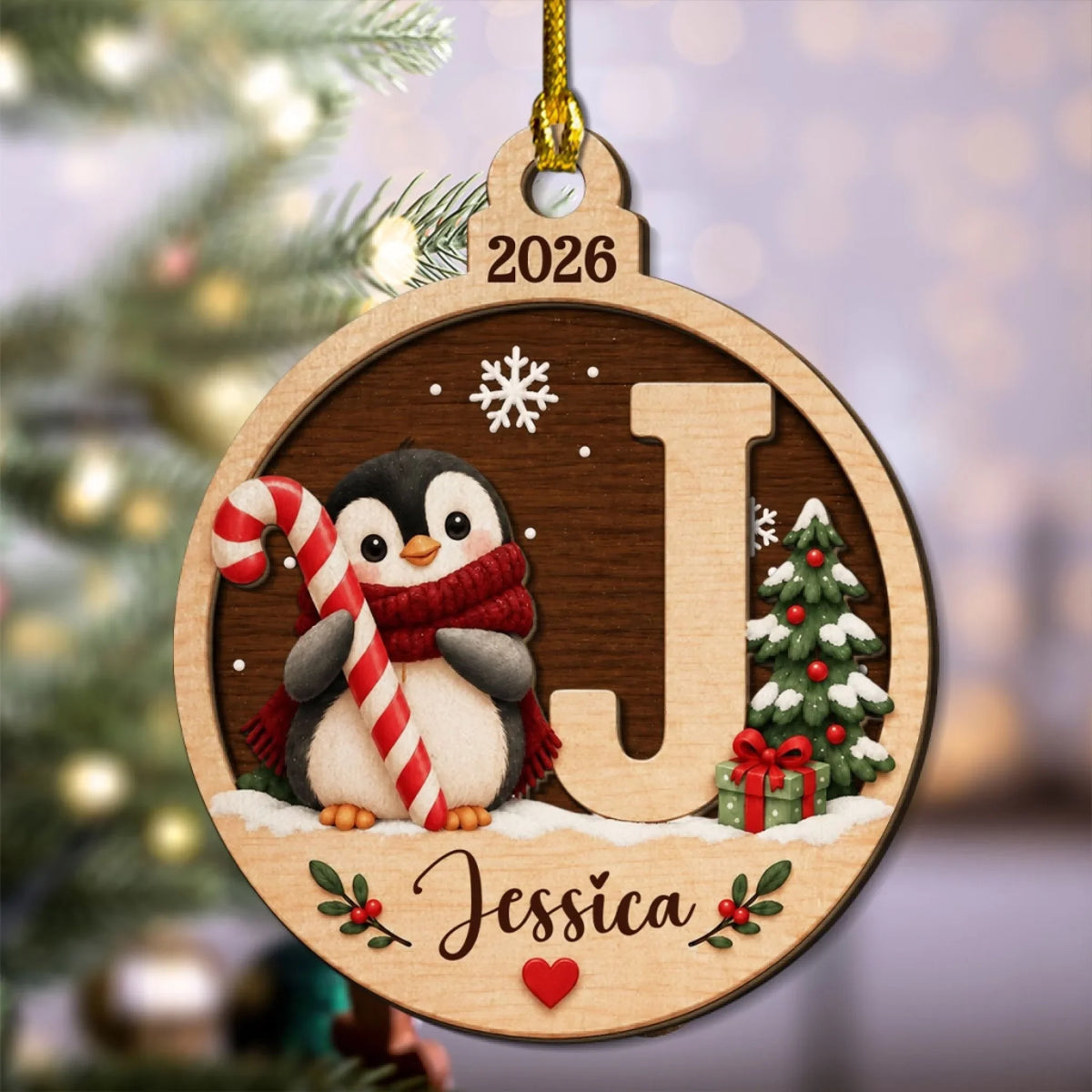 Custom Baby Christmas Ornament for New Parents •  A Piece Of Christmas - Personalized 2-Layered Wood Ornament