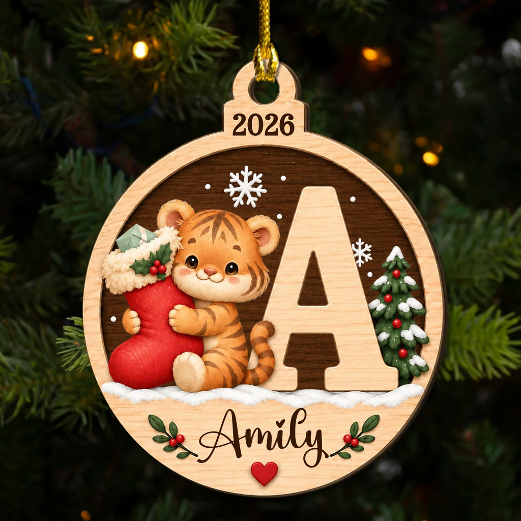 Custom Baby Christmas Ornament for New Parents •  A Piece Of Christmas - Personalized 2-Layered Wood Ornament