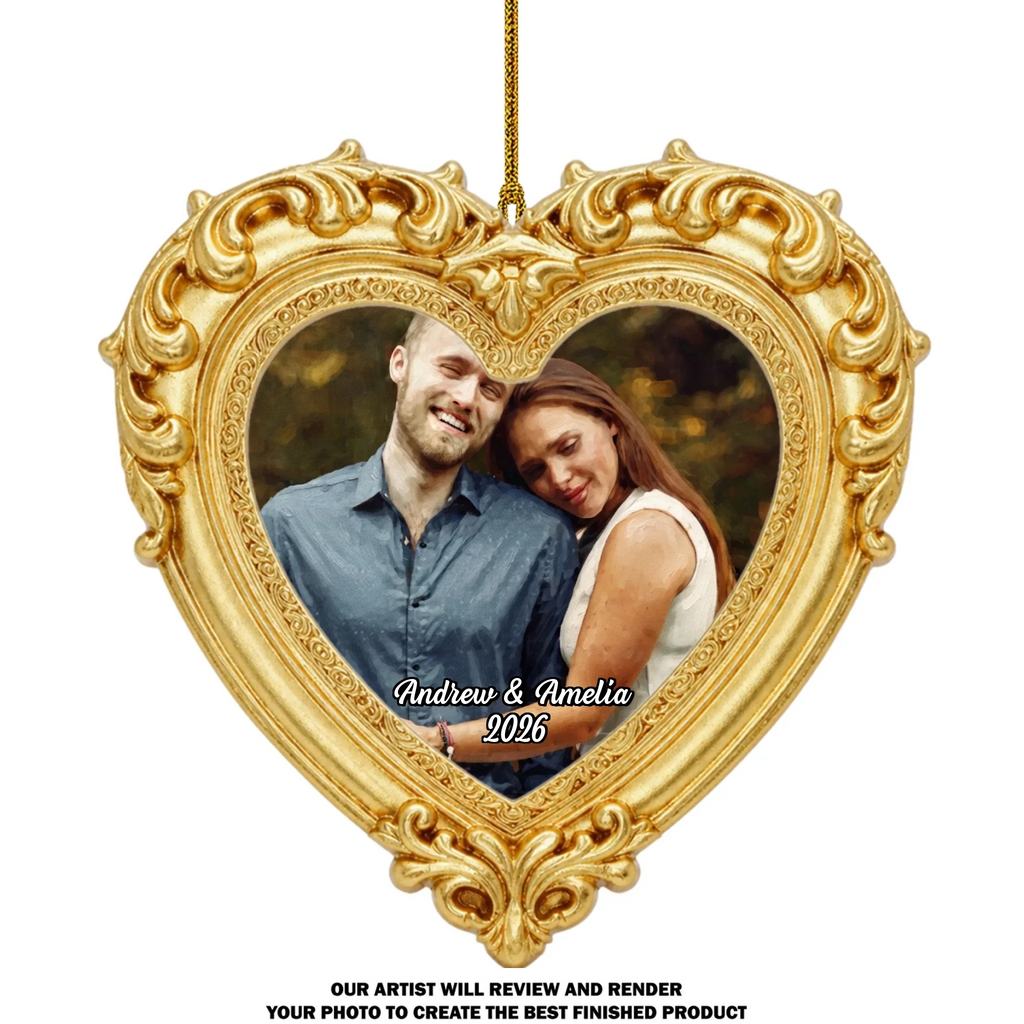 Custom Couple Christmas Ornament, Anniversary Gift •  One Love One Life - Personalized Ornate Ornament