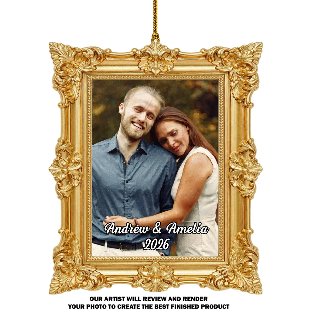 Custom Couple Christmas Ornament, Anniversary Gift •  One Love One Life - Personalized Ornate Ornament