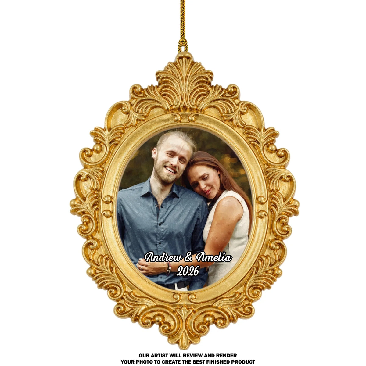 Custom Couple Christmas Ornament, Anniversary Gift •  One Love One Life - Personalized Ornate Ornament