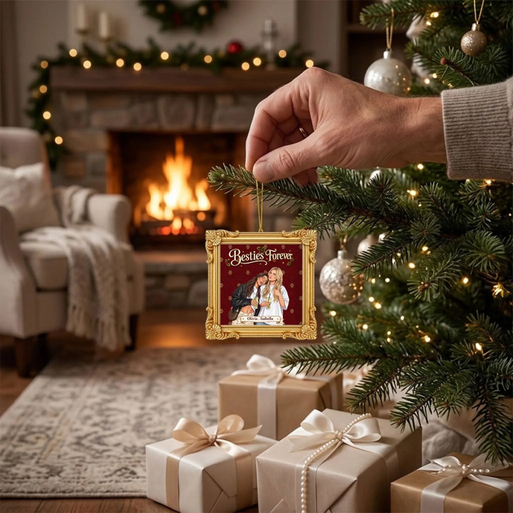 Custom Keepsake Christmas Ornament •  Besties Forever - Personalized Ornate Ornament