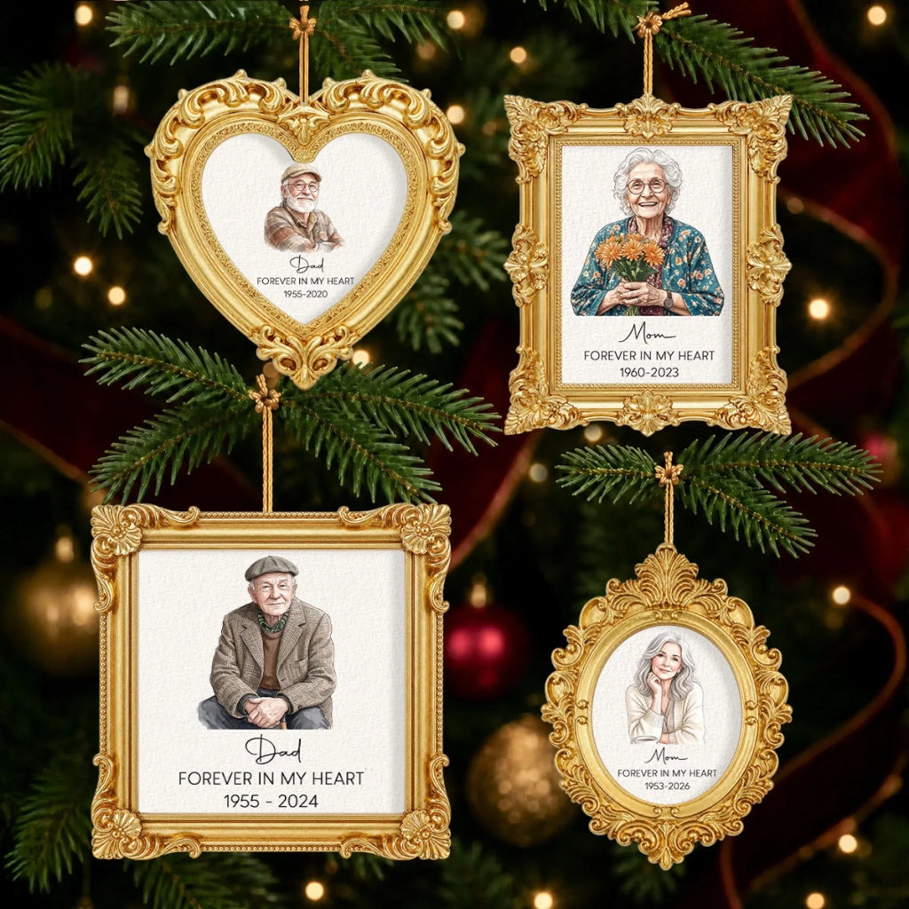 Custom Memorial Christmas Ornament, Sympathy Keepsake •  Remembered With Love - Personalized Ornate Ornament