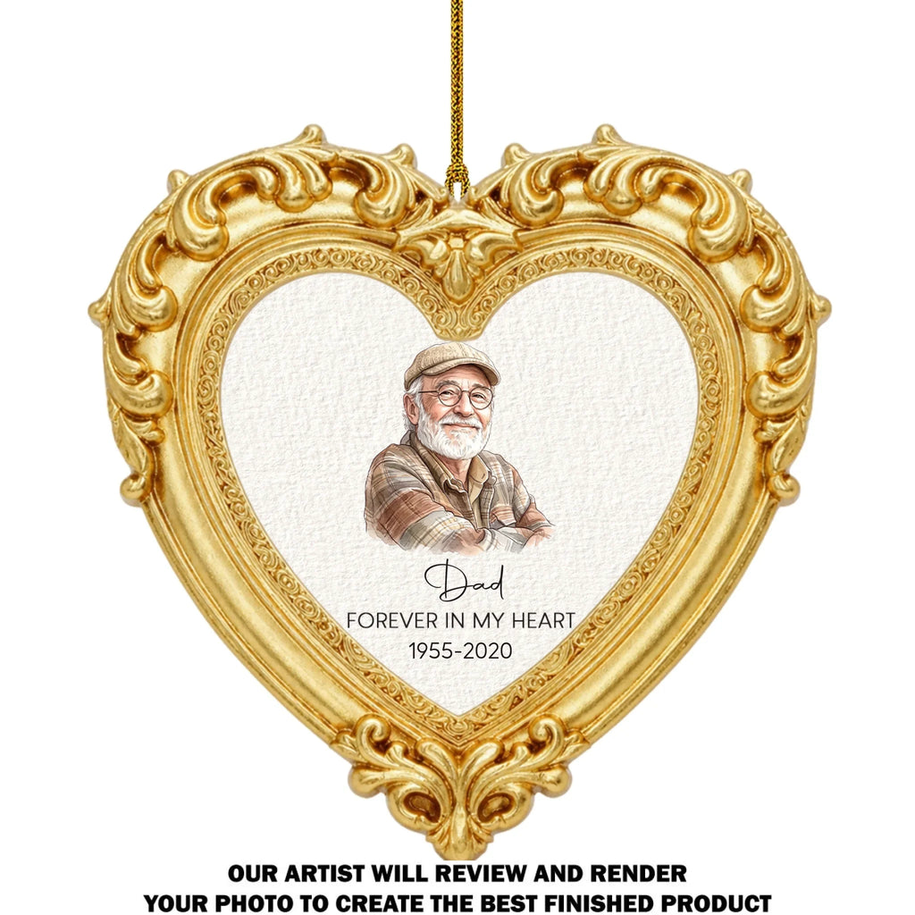 Custom Memorial Christmas Ornament, Sympathy Keepsake •  Remembered With Love - Personalized Ornate Ornament