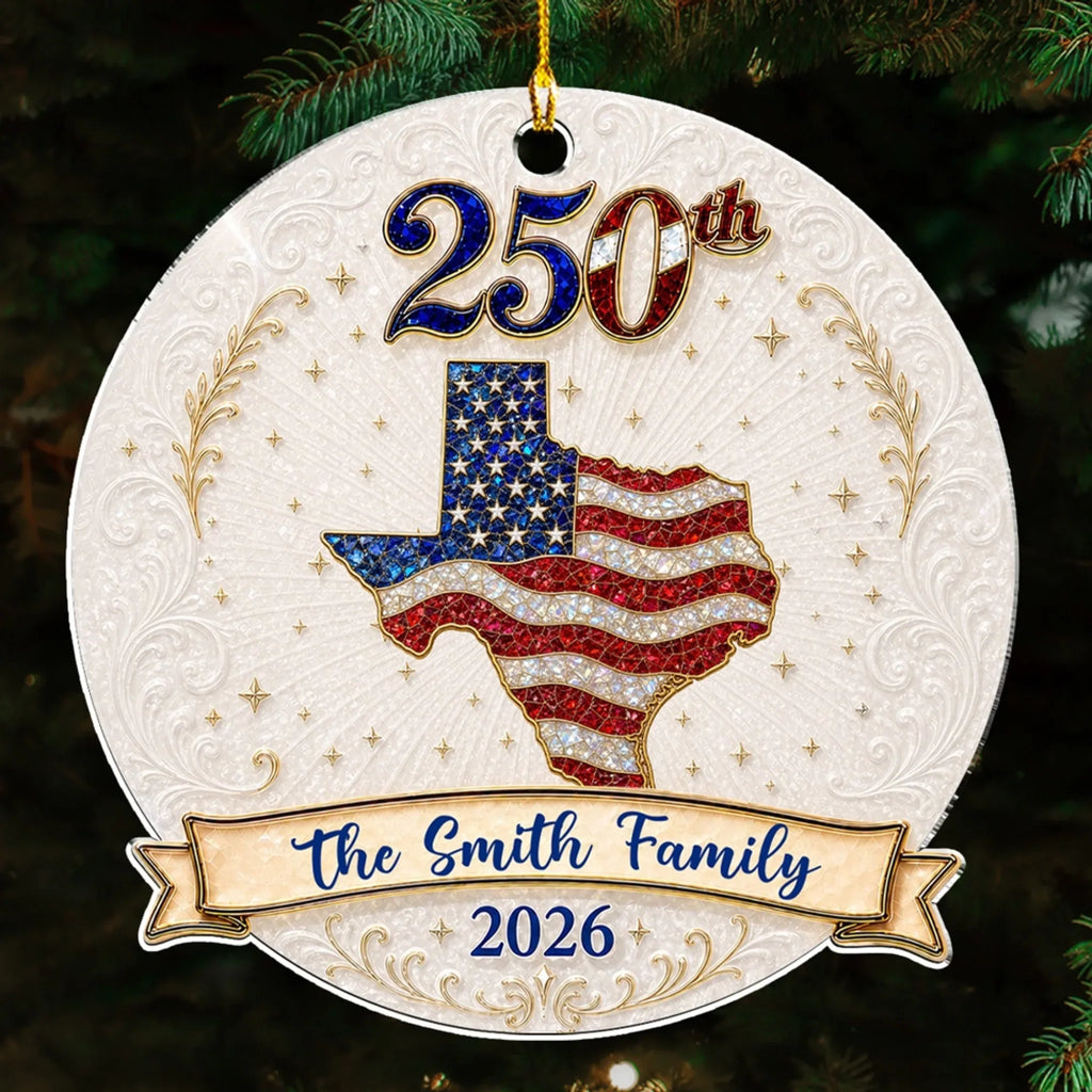Custom Family Ornament, Christmas Gift for Family Members •  Merry Christmas 250 Years Of Freedom - Personalized 3D Effect Acrylic Ornament