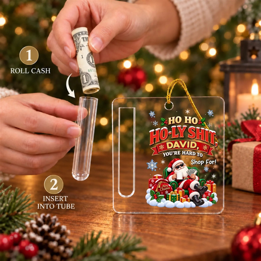 Custom Coworker Christmas Ornament, Team Appreciation Gift •  Santa Chose Cash This Year - Personalized Cash Gift Ornament