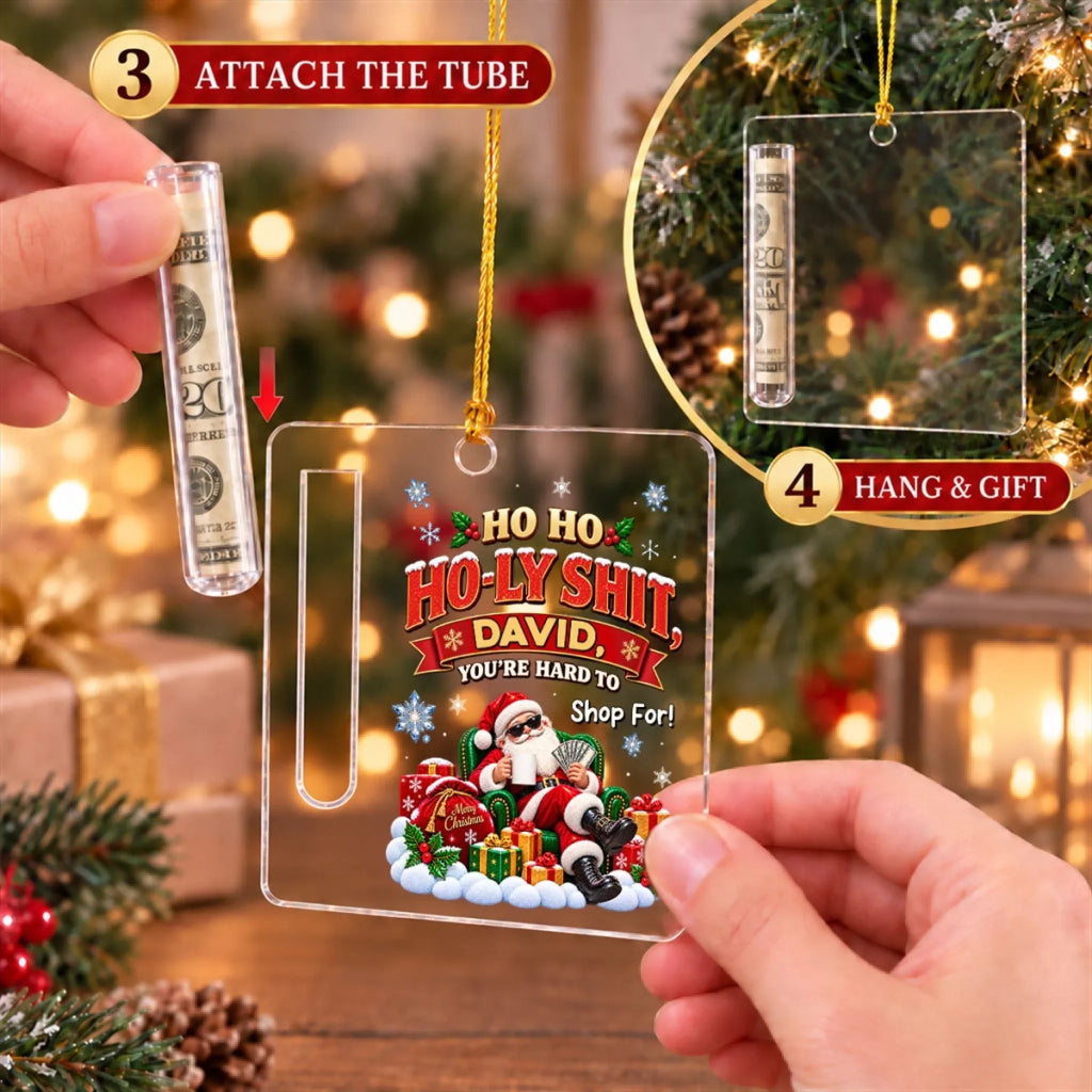 Custom Coworker Christmas Ornament, Team Appreciation Gift •  Santa Chose Cash This Year - Personalized Cash Gift Ornament