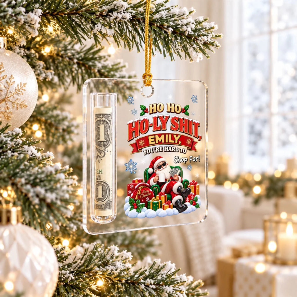 Custom Coworker Christmas Ornament, Team Appreciation Gift •  Santa Chose Cash This Year - Personalized Cash Gift Ornament