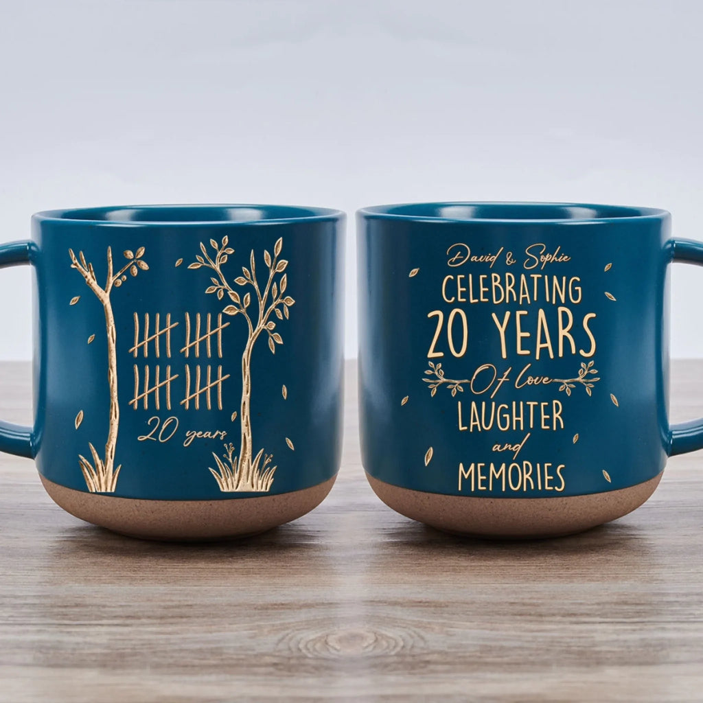 Custom Anniversary Keepsake Gifts For Couple • Love Grows Year By Year - Personalized Pottery Mug