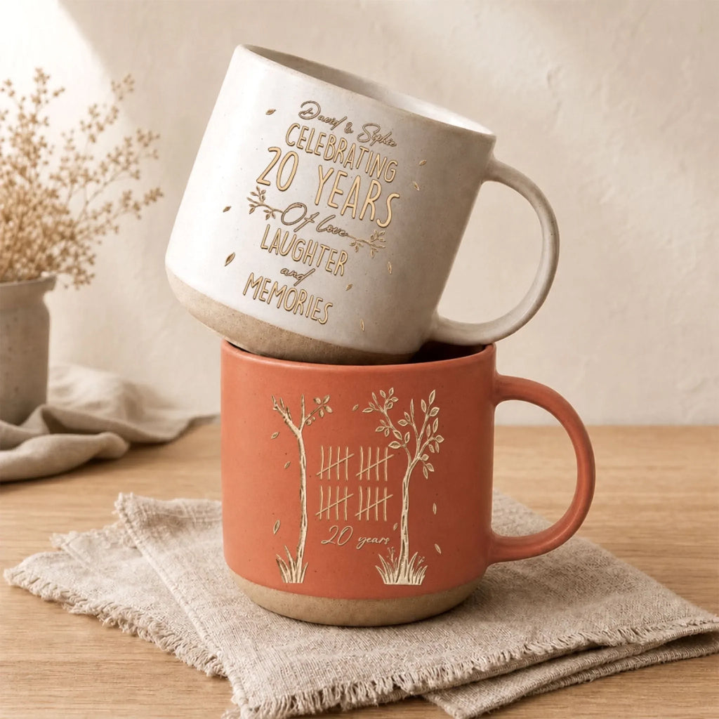 Custom Anniversary Keepsake Gifts For Couple • Love Grows Year By Year - Personalized Pottery Mug