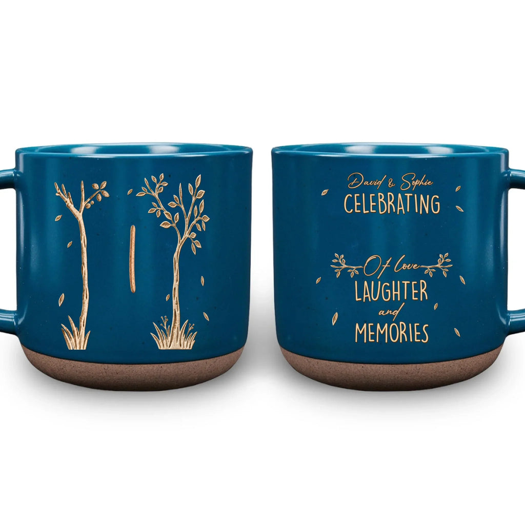 Custom Anniversary Keepsake Gifts For Couple • Love Grows Year By Year - Personalized Pottery Mug