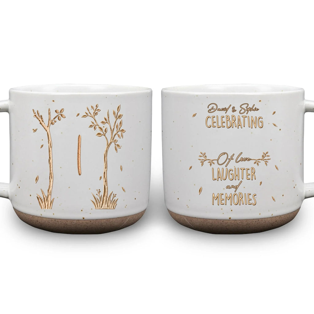 Custom Anniversary Keepsake Gifts For Couple • Love Grows Year By Year - Personalized Pottery Mug