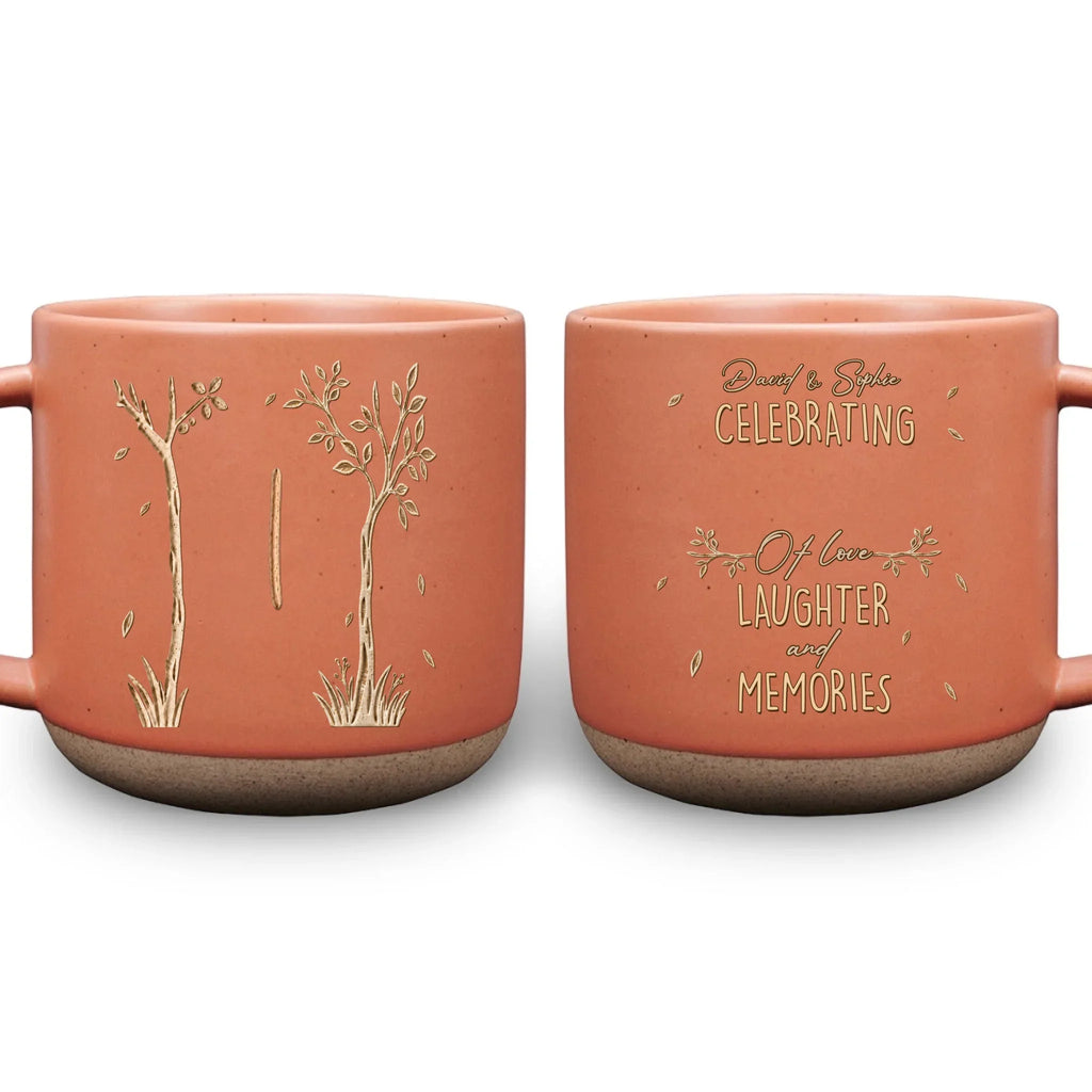 Custom Anniversary Keepsake Gifts For Couple • Love Grows Year By Year - Personalized Pottery Mug