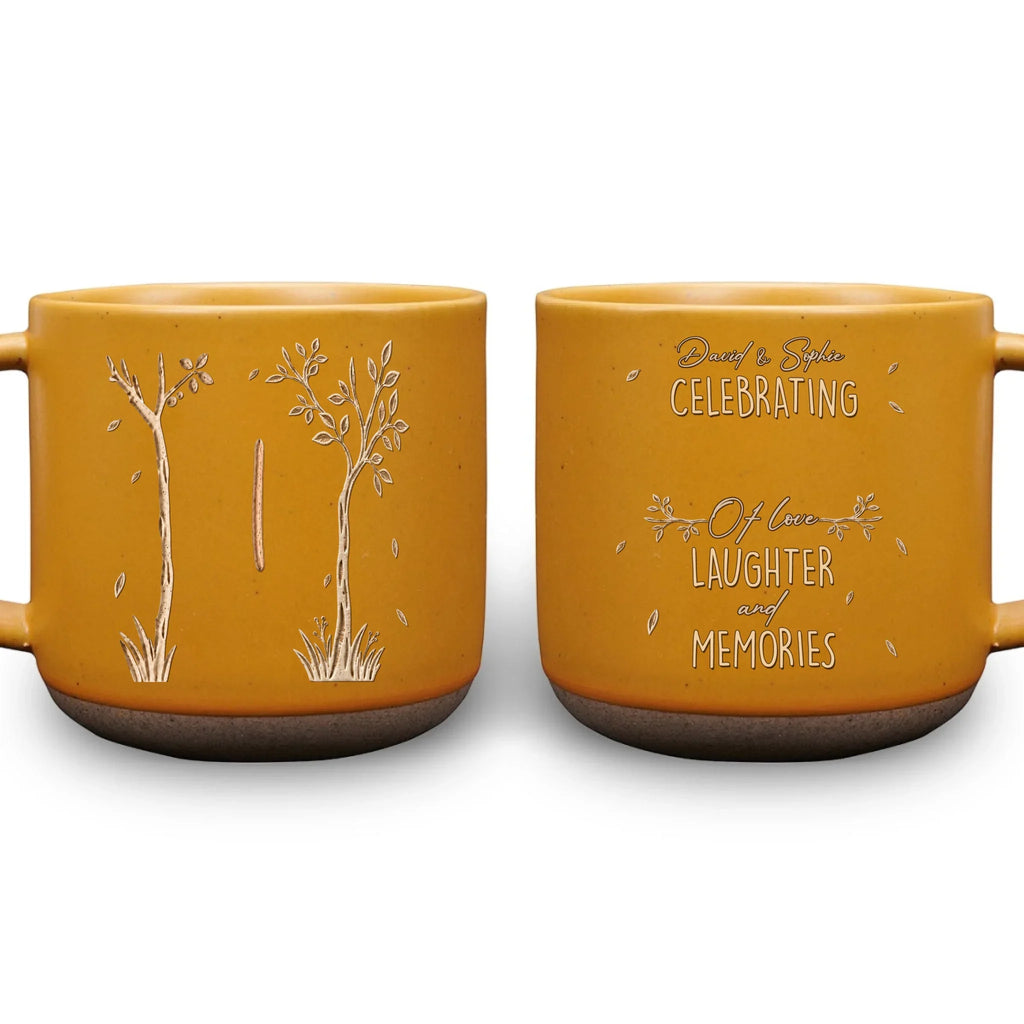 Custom Anniversary Keepsake Gifts For Couple • Love Grows Year By Year - Personalized Pottery Mug